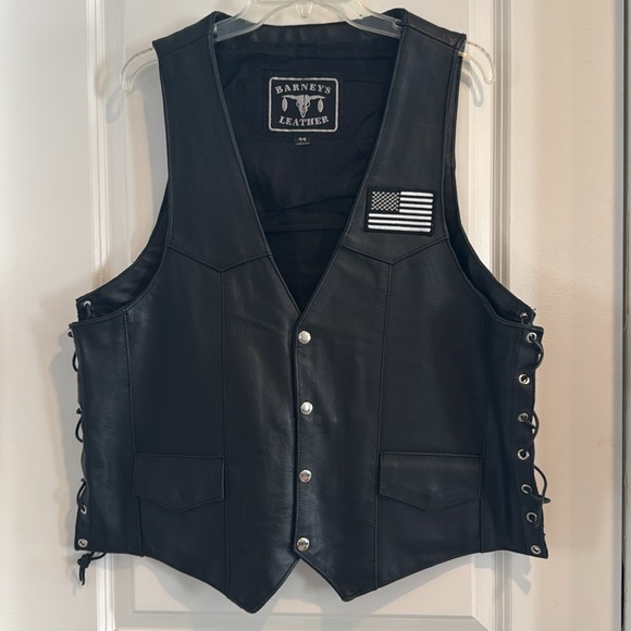 Black Leather Motorcycle Biker Vest Law Enforcement Police Shield Patch 44 - Picture 3 of 15